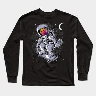 Astronaut Skate HEX Coin To The Moon HEX Crypto Token Cryptocurrency Blockchain Wallet Birthday Gift For Men Women Kids Long Sleeve T-Shirt